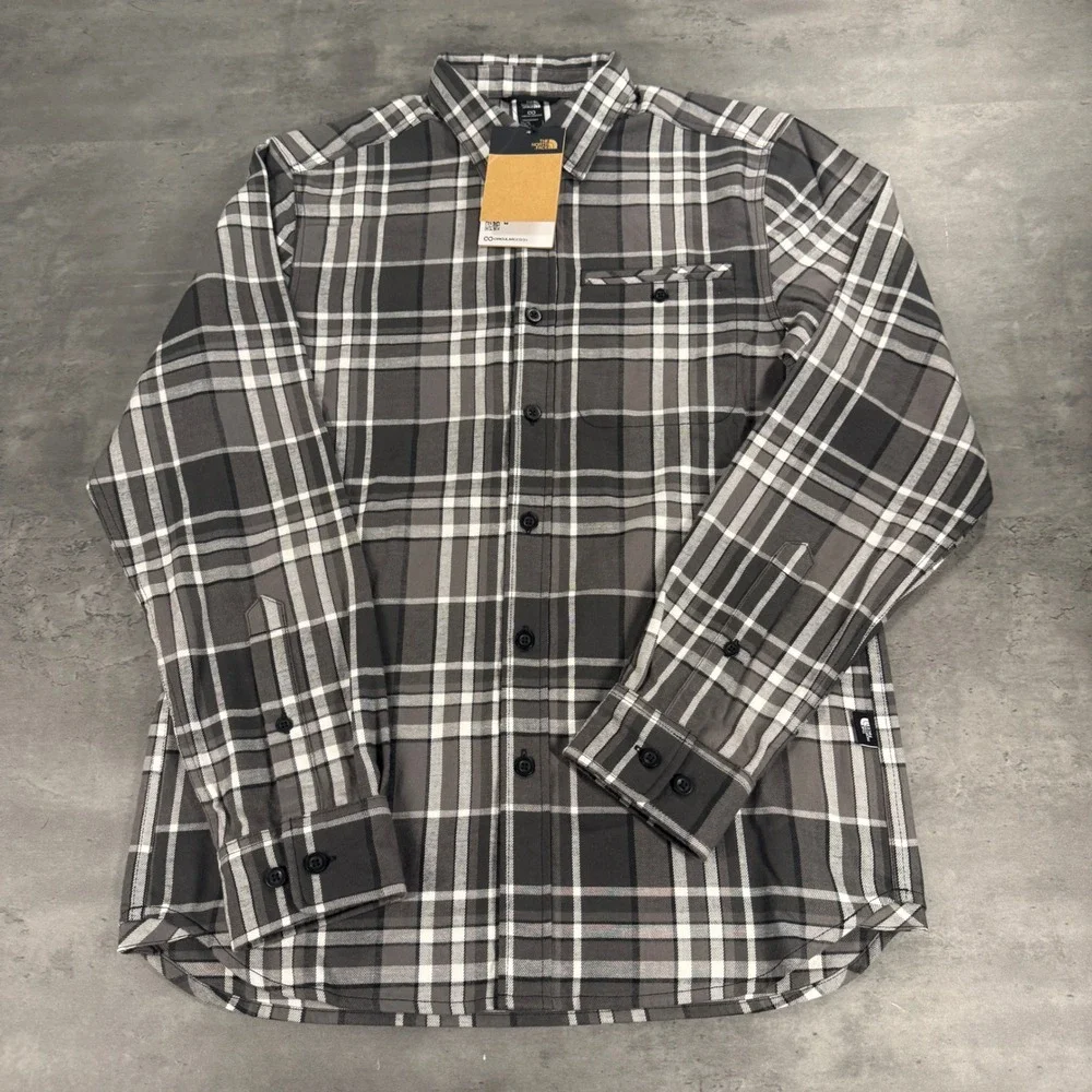 The North Face Junction Woven Shirt Mens S Grey Plaid Long Sleeve Button Up $95